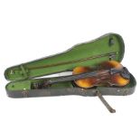 A cased 20th century violin and bow.