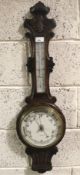 Victorian oak banjo barometer, O Comitti & Son Ltd, London.