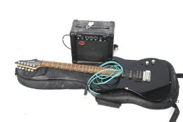 A Conrad six string electric guitar and Stag CA.15 practise amplifier. Comes with canvas carry bag.