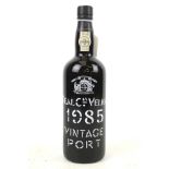 A bottle of Real Compannia Velha 1985 vintage port 75cl.