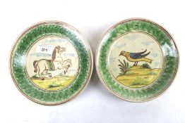 Two hand-painted plates signed by Alessi Giacomo (Caltagirone).