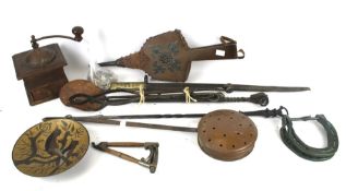 An assortment of metalware and collectables.