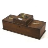 A late 19th century oak three division smoking box.