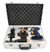 A MacAllister 14V cordless hammer drill in an aluminium case. Model COD144CHDA s/n.