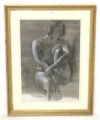 A charcoal and chalk nude study of a lady. On paper.