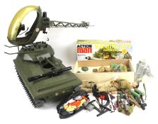 An assortment of Palitoy action men and vehicles.