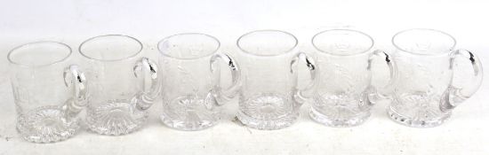 A set of six glass 1953 Coronation half pint tankards.