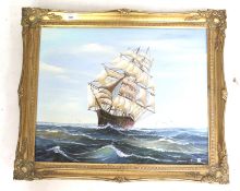 A 20th century oil on canvas of a maritime scene, signed 'Fulton'. Framed. 49.5cm x 39.