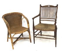 A 19th century carver chair and a 20th century conservatory chair.