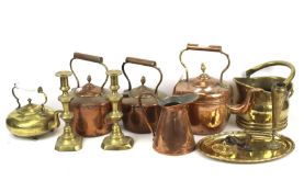 A collection of assorted vintage copper and brass items.