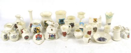 A collection of crested chinaware. By various makers including Goss, Max. H9.