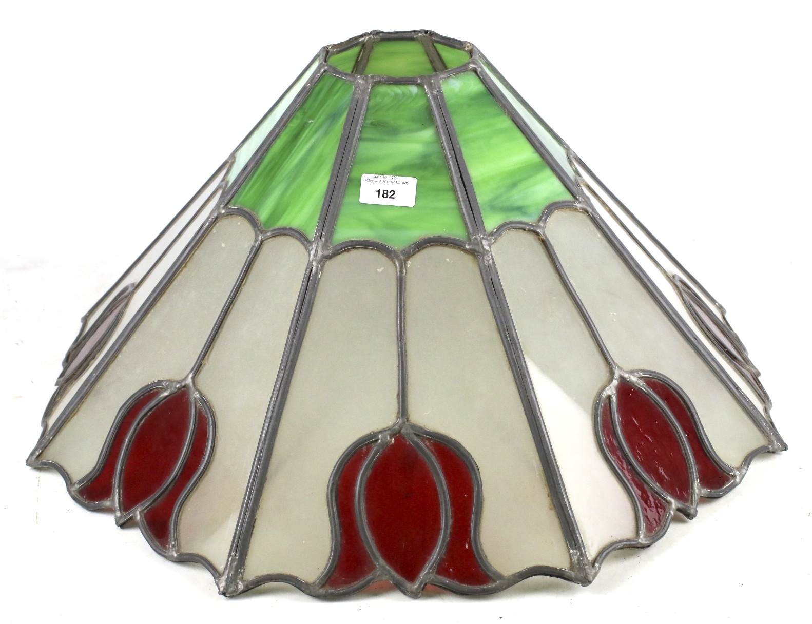 A 20th century octagonal shaped leaded glass lampshade.