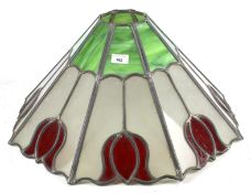 A 20th century octagonal shaped leaded glass lampshade.