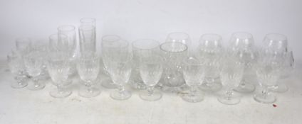 An assortment of Waterford drinking glasses.