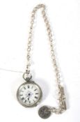 A George V silver fob watch and Albert chain.