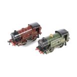 Two Hornby O gauge clockwork tinplate locomotives. Both 0-4-0, one in LMS livery no.