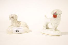 Two Staffordshire models of poodles.