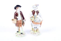Two porcelain Dresden figures. Depicting