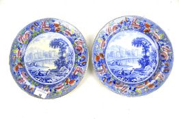 A pair of 19th century pottery plates. T
