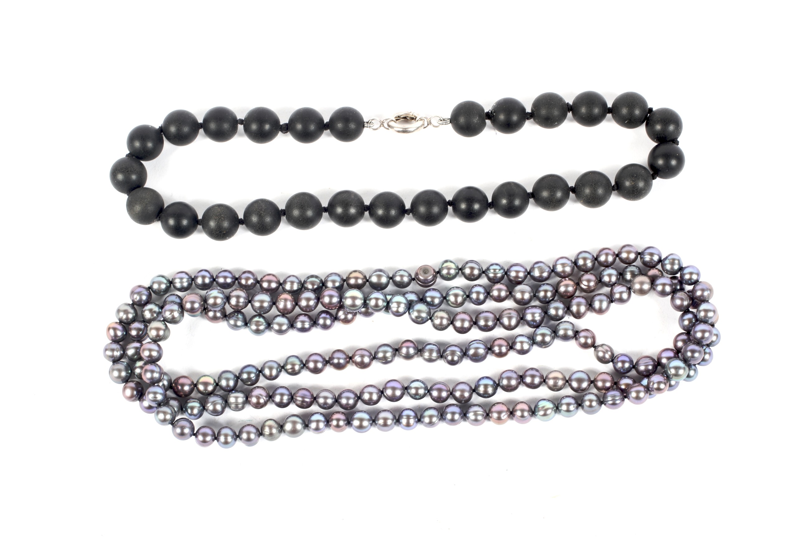 A baroque multi-tone pearl necklace 48"