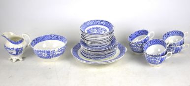 A Victorian blue and white six piece tea