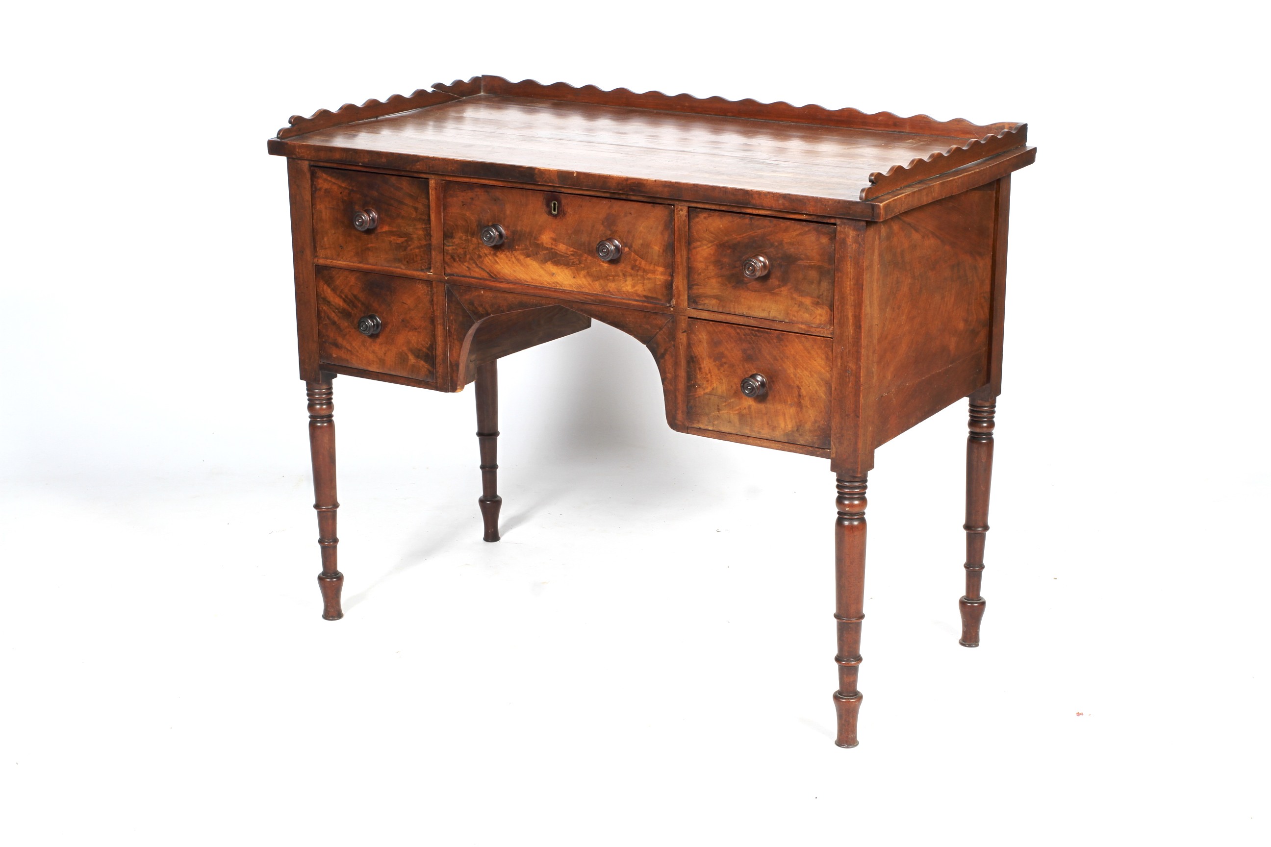 A 19th century mahogany kneehole desk. W