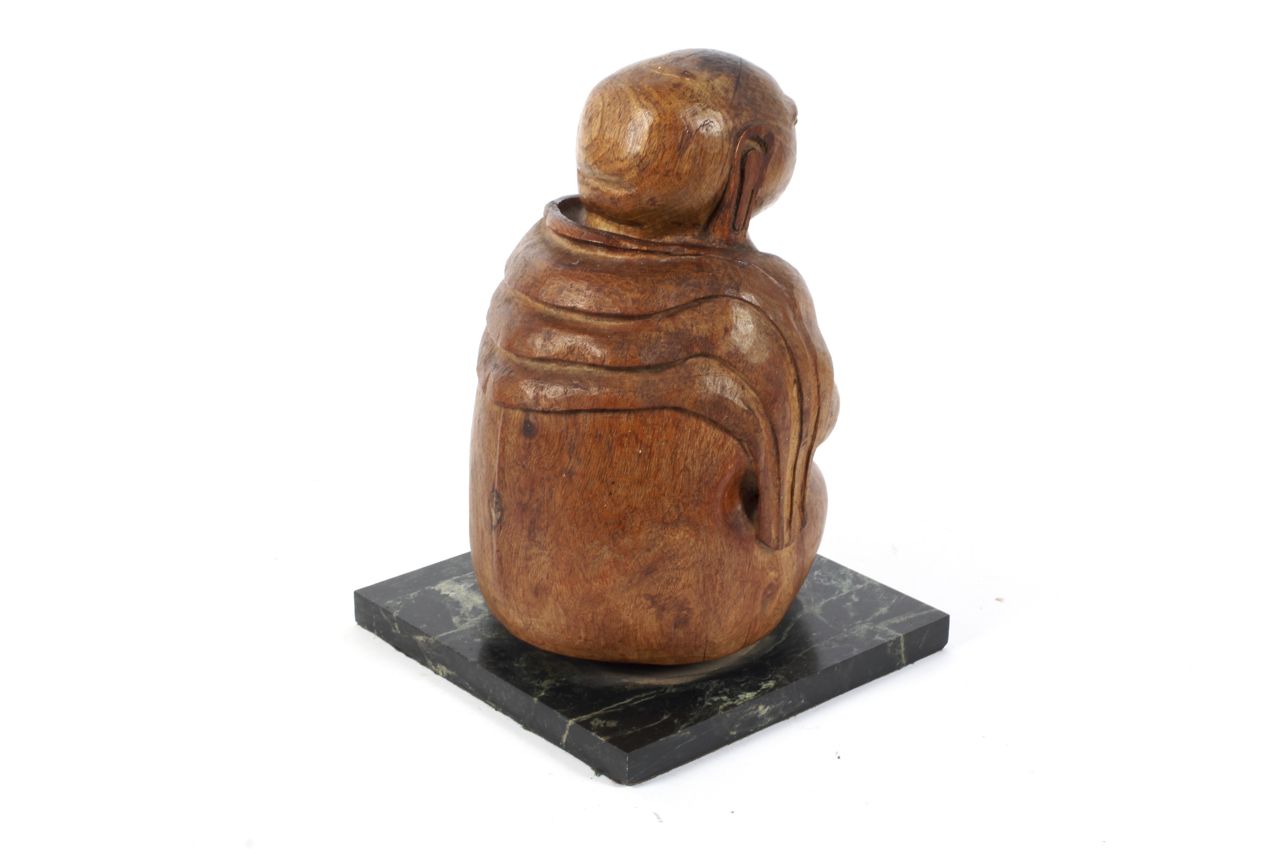 A vintage carved wooden seated Buddha on - Image 2 of 2