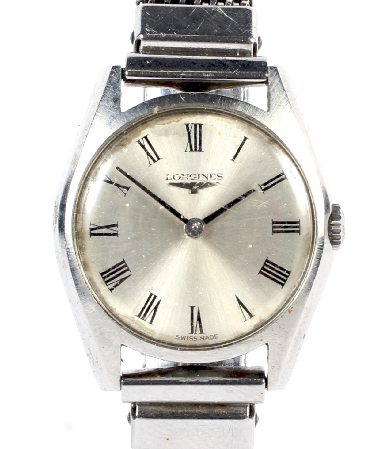 Longines, lady's stainless steel tonneau