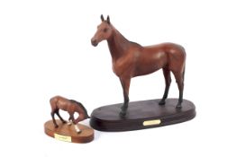 Two models of race horses. Comprising a
