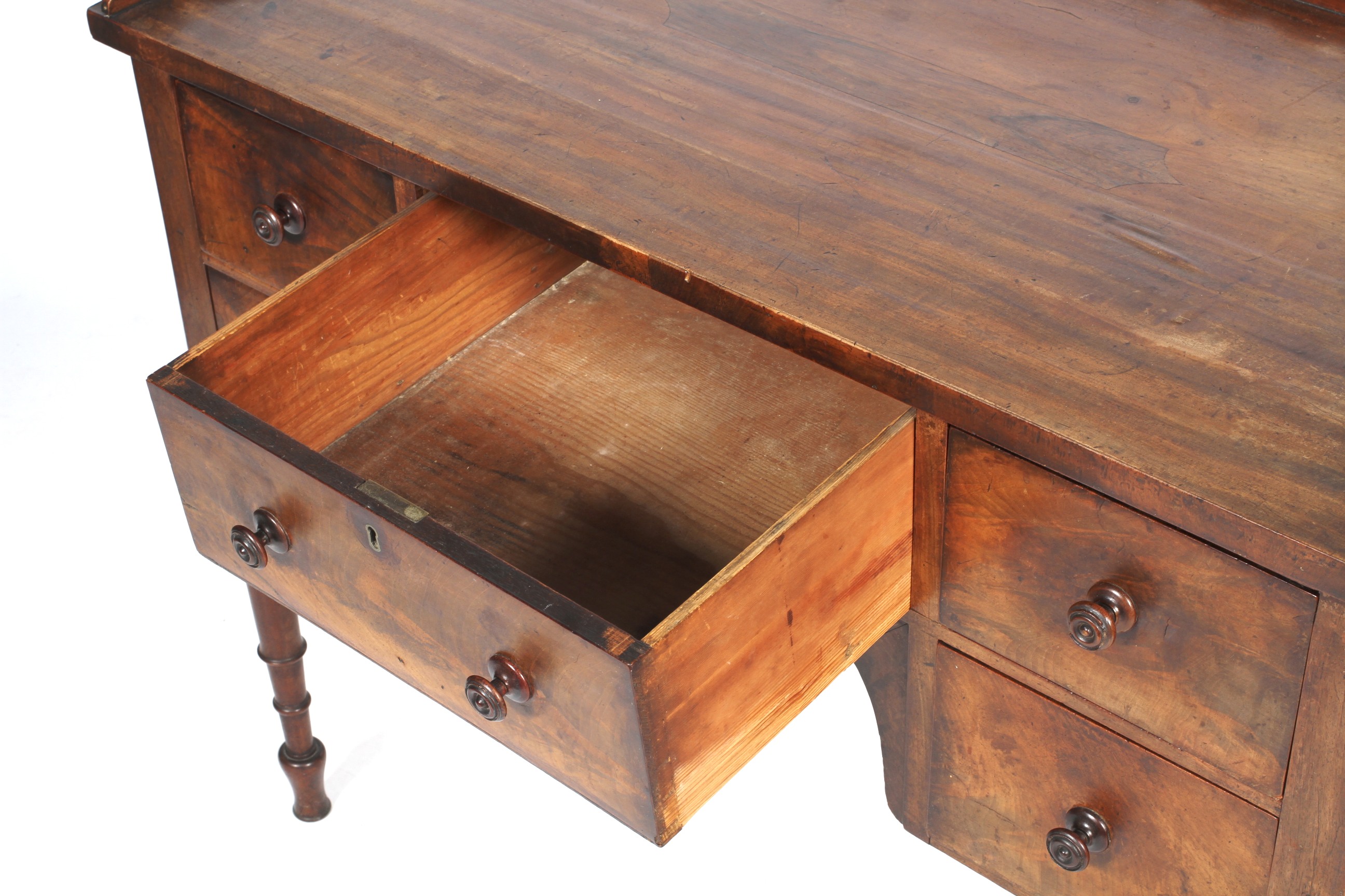 A 19th century mahogany kneehole desk. W - Image 2 of 2