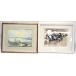 Two contemporary watercolours depicting