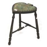 An oak Victorian three legged stool club