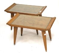 A pair of Chinese wooden tables. The top