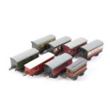 Eight O gauge coaches. Mostly Hornby, in