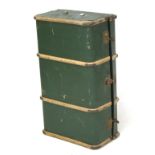 A vintage travelling trunk. Covered in g