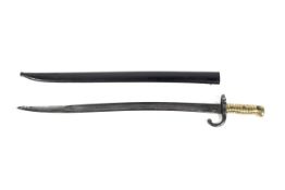 A French 19th century Chassepot bayonet and scabbard, 18666 pattern,