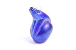 J Ditchfield for Glassform, An iridescent glass paperweight in the form of a frog,