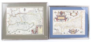 Maps : two hand coloured and printed maps,