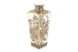 Japanese Meiji (1868-1912) Satsuma tapering square section vase.