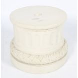 A 20th century White Faux Marble Classical Column Pedestal with fluted sides and ornate band, 33.