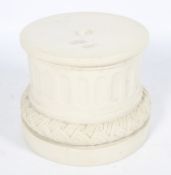 A 20th century White Faux Marble Classical Column Pedestal with fluted sides and ornate band, 33.