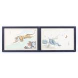 Two framed mid-20th century Chinese silk paintings.