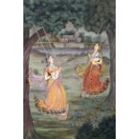Naina Kumari (/21st Century), three framed miniature in the Mughal style.