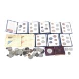 Two small boxes of mainly English coins. Including 1905 maundy 4d and some silver, etc.