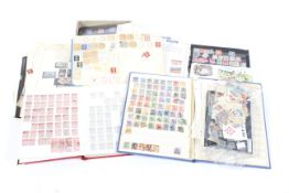 A large box of stamps. Very good Denmark in stock book and pages.