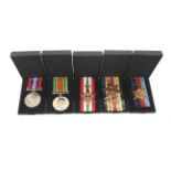 A group of five WWII medals, comprising; Stars for North Africa (8th Army bar), Italy and 1939-45,