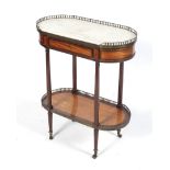 An early 19th century French Mahogany and satinwood writing etage of 2 tiers with marble top and