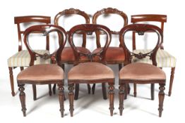 Seven various 19th century mahogany dining chairs.