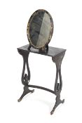 A 1920's Chinoiserie decorated oval Easel table mirror together with a Chinoiserie decorated