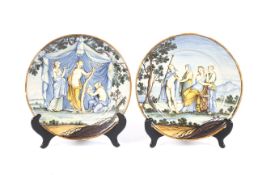 Two Siena (Bartolomeo Terchi) maiolica plates, circa 1720.